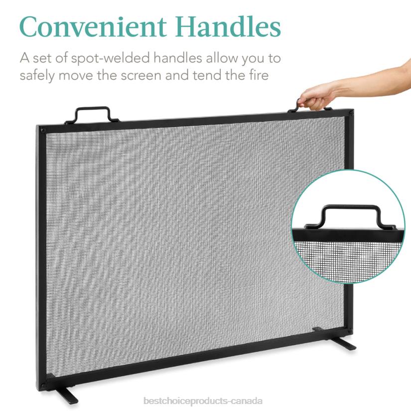 4LT2346 Black Best Choice Products Single Panel Handcrafted Steel Mesh Fireplace Screen w/ Handles