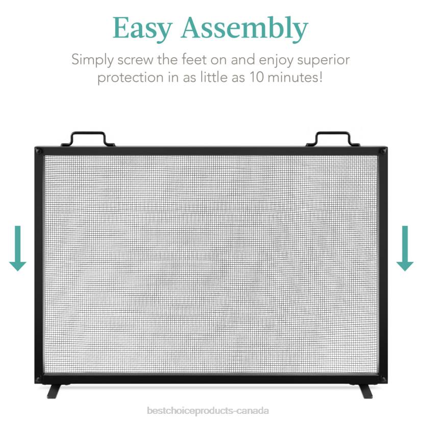 4LT2346 Black Best Choice Products Single Panel Handcrafted Steel Mesh Fireplace Screen w/ Handles
