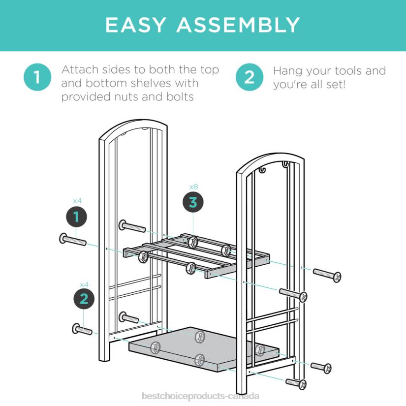 4LT2352 Copper Best Choice Products 5-Piece Firewood Log Rack Holder Tools Set w/ Hook, Broom, Shovel, Tongs