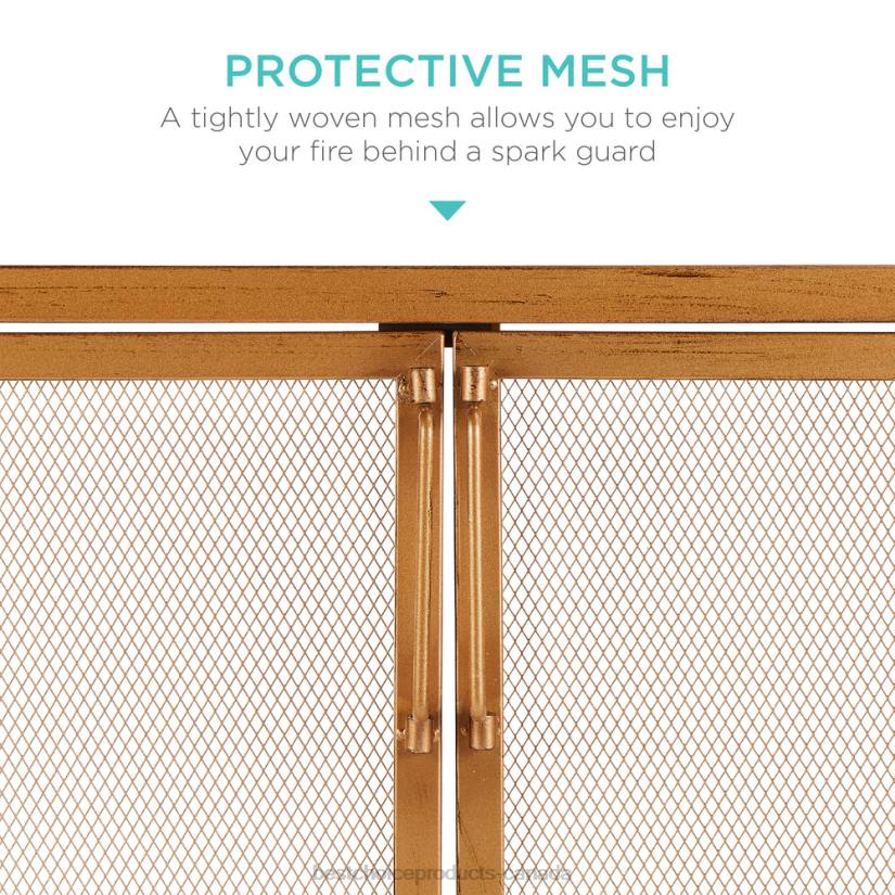 4LT2353 Gold Best Choice Products 2-Door Wrought Iron Fireplace Screen w/ Magnetic Doors