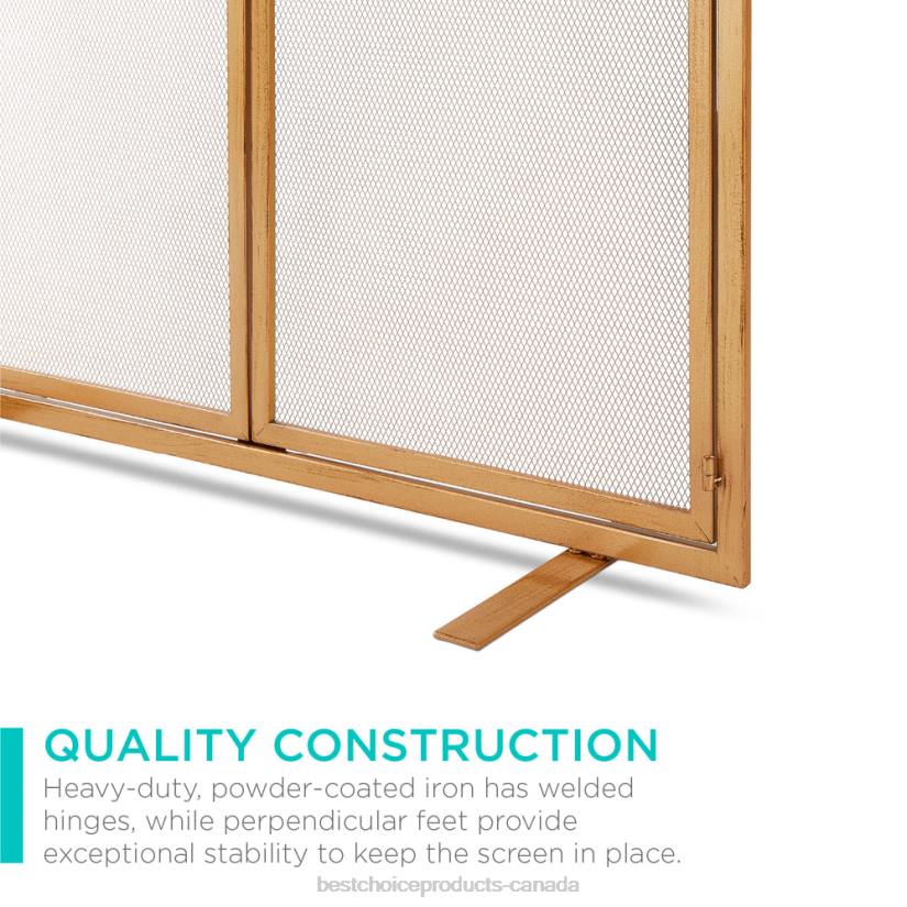 4LT2353 Gold Best Choice Products 2-Door Wrought Iron Fireplace Screen w/ Magnetic Doors