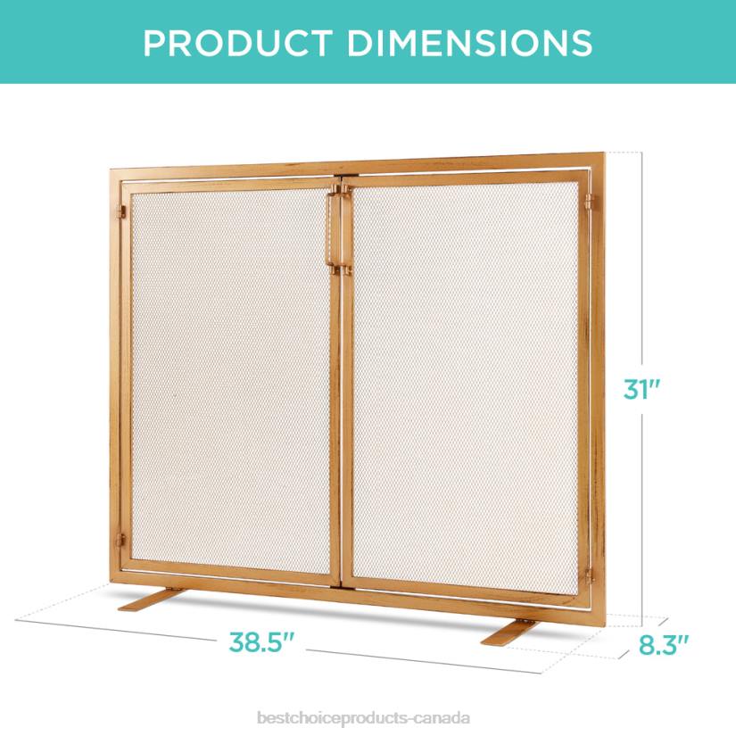 4LT2353 Gold Best Choice Products 2-Door Wrought Iron Fireplace Screen w/ Magnetic Doors