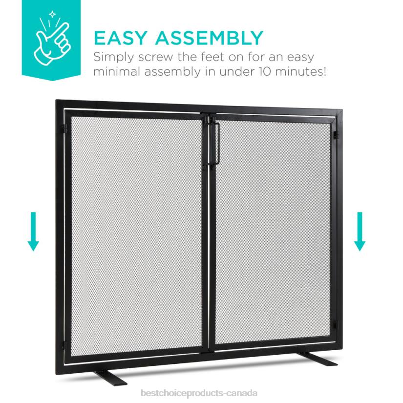 4LT2354 Black Best Choice Products 2-Door Wrought Iron Fireplace Screen w/ Magnetic Doors