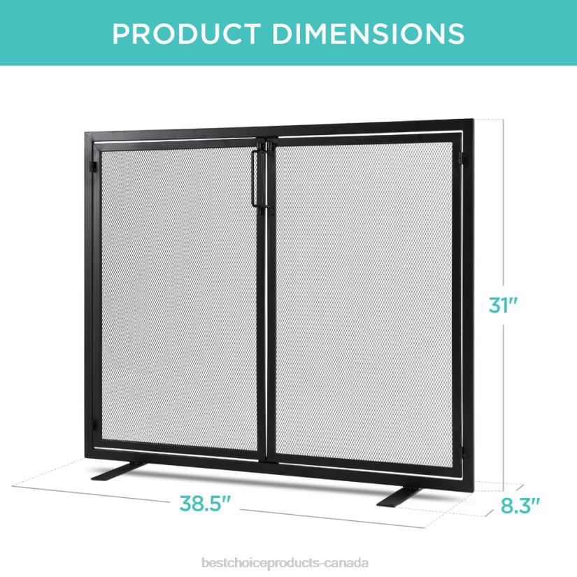 4LT2354 Black Best Choice Products 2-Door Wrought Iron Fireplace Screen w/ Magnetic Doors