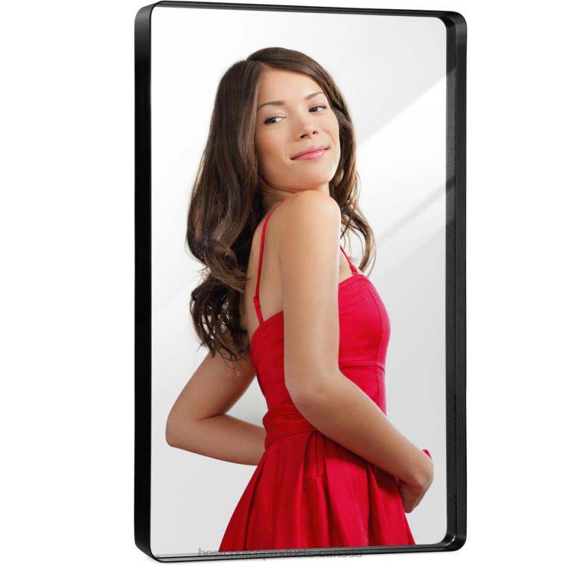 4LT2360 Matte Black Best Choice Products 2-Way Rectangle Wall Mirror w/ Rounded Corners, Anti-Blast Film