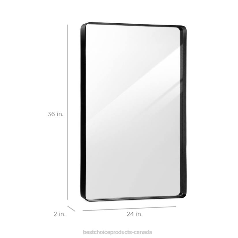 4LT2360 Matte Black Best Choice Products 2-Way Rectangle Wall Mirror w/ Rounded Corners, Anti-Blast Film