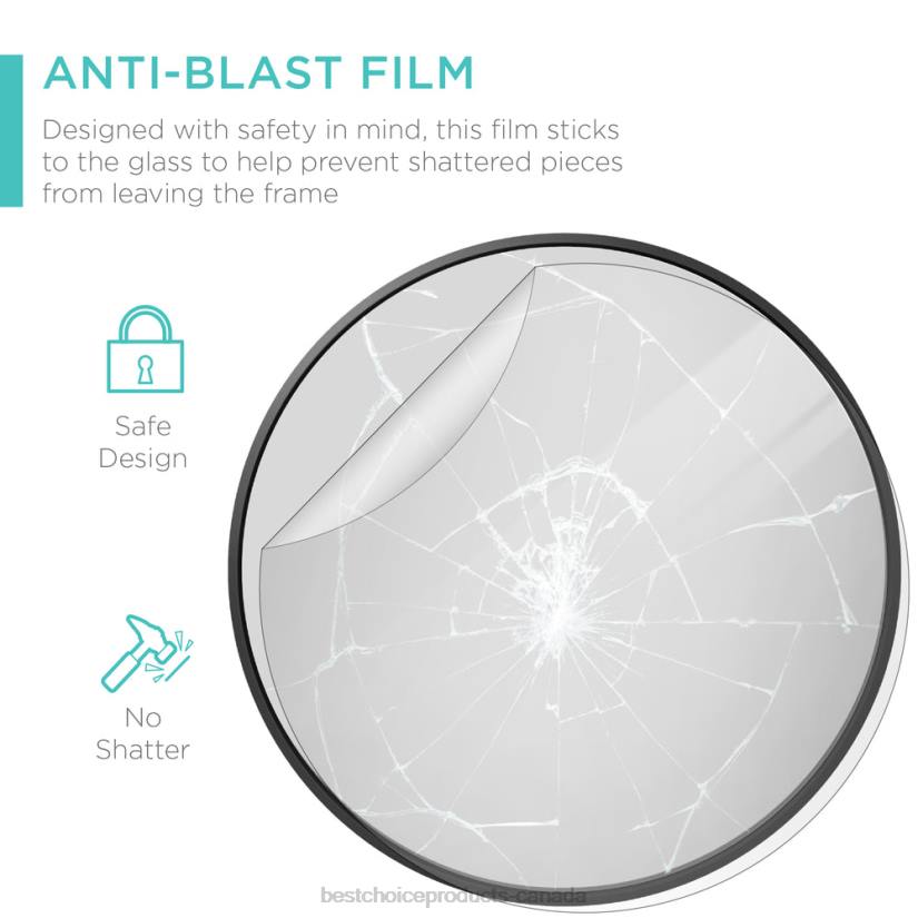 4LT2387 Matte Black Best Choice Products Framed Round Bathroom Vanity Wall Mirror w/ Anti-Blast Film