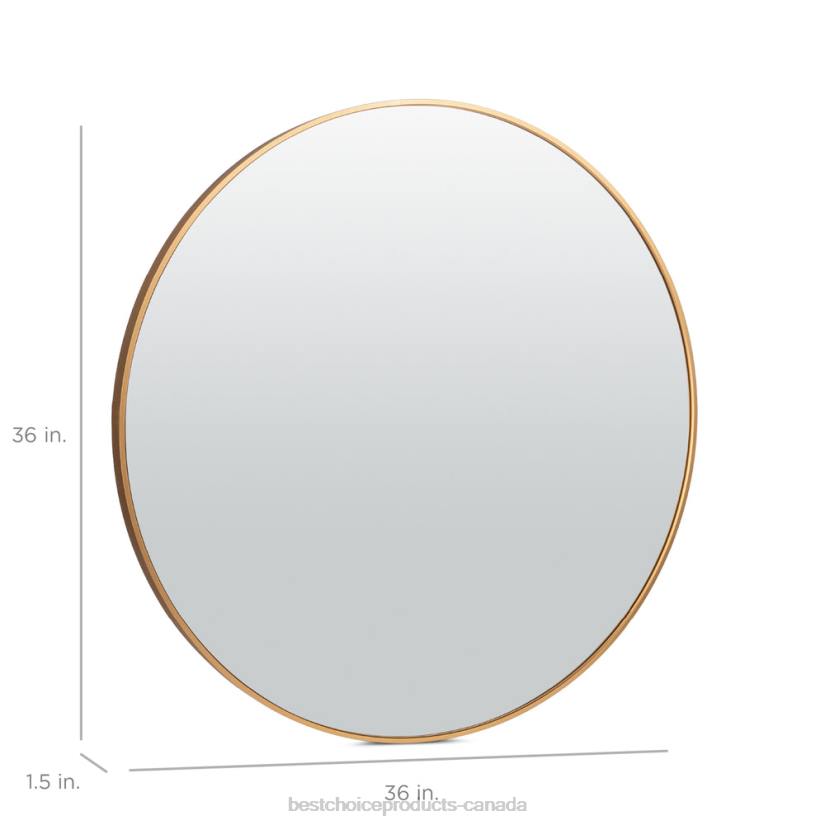 4LT2388 Matte Gold Best Choice Products Framed Round Bathroom Vanity Wall Mirror w/ Anti-Blast Film