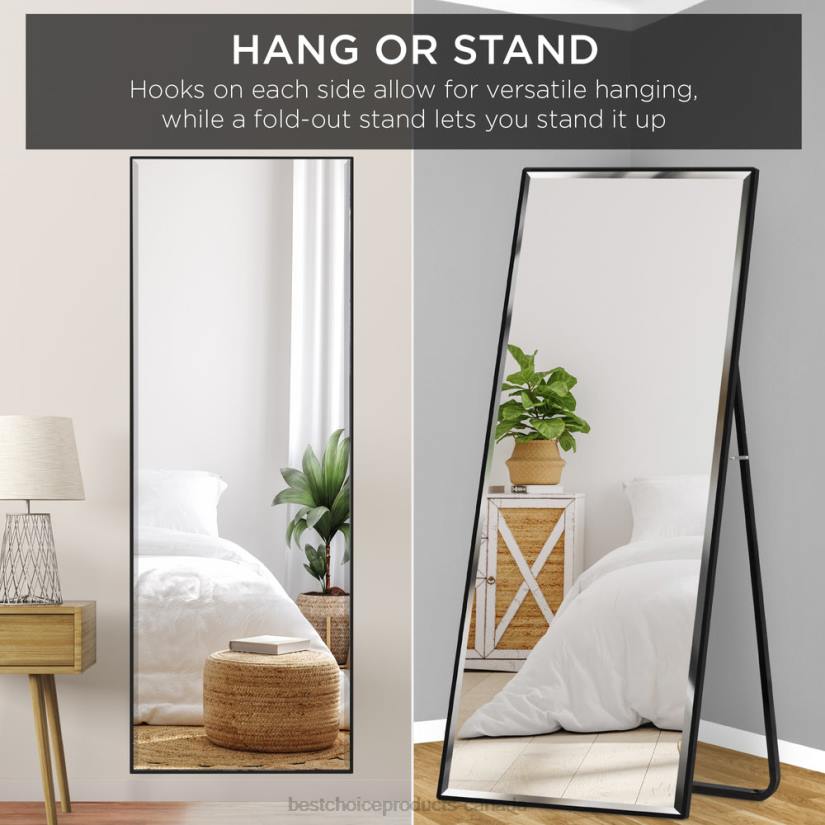 4LT2650 Black Best Choice Products Large Full Length Mirror, Wall Hanging & Leaning Floor Mirror