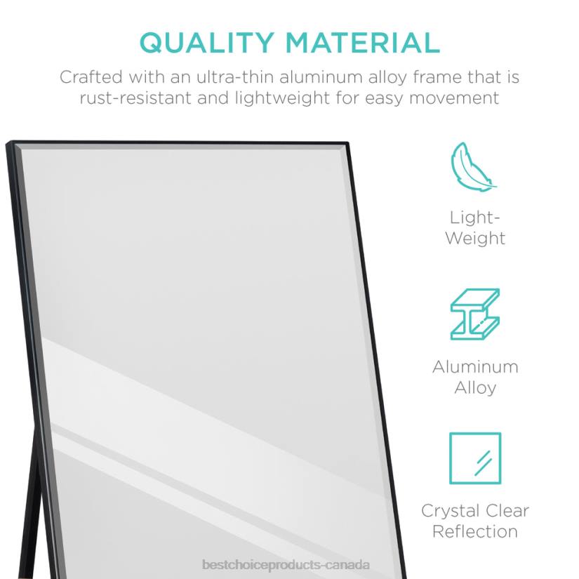 4LT2650 Black Best Choice Products Large Full Length Mirror, Wall Hanging & Leaning Floor Mirror
