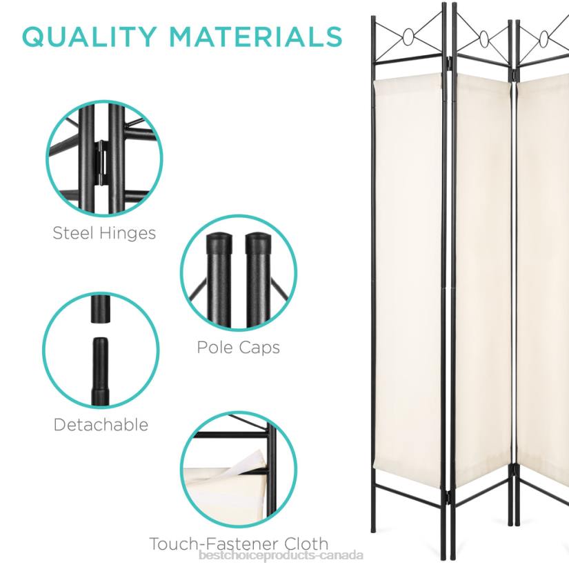 4LT2658 White Best Choice Products 4-Panel Folding Privacy Screen Room Divider Decoration Accent, 6ft