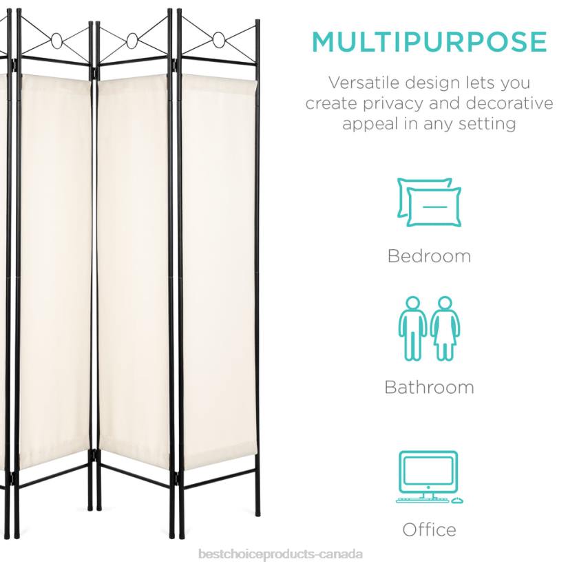 4LT2658 White Best Choice Products 4-Panel Folding Privacy Screen Room Divider Decoration Accent, 6ft