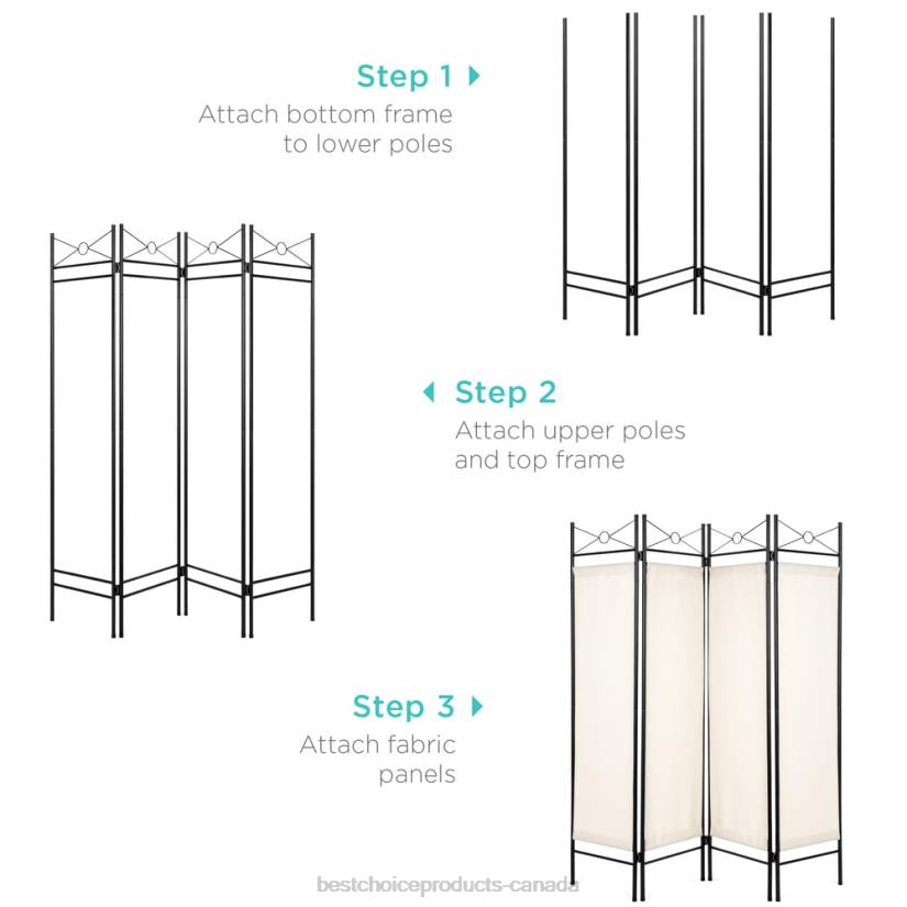 4LT2658 White Best Choice Products 4-Panel Folding Privacy Screen Room Divider Decoration Accent, 6ft