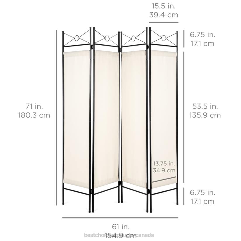4LT2658 White Best Choice Products 4-Panel Folding Privacy Screen Room Divider Decoration Accent, 6ft