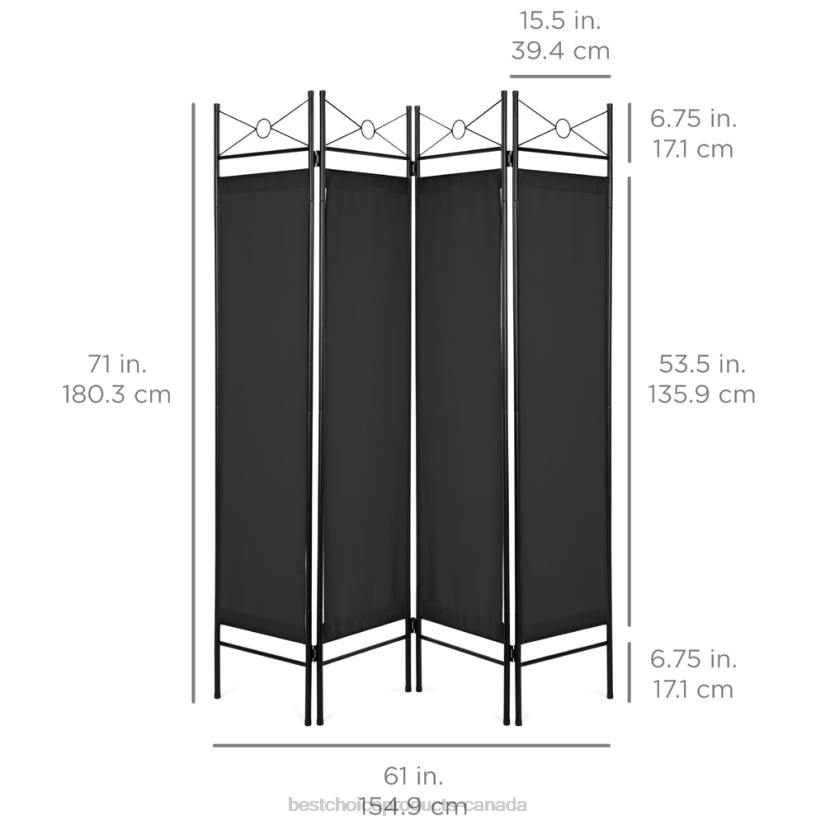 4LT2659 Black Best Choice Products 4-Panel Folding Privacy Screen Room Divider Decoration Accent, 6ft
