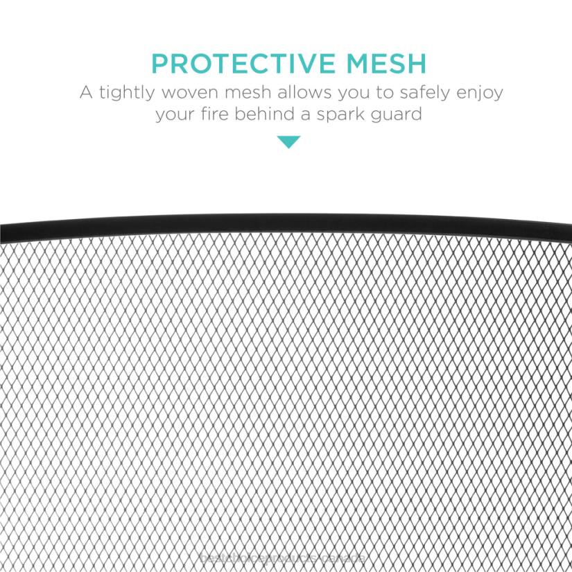 4LT2660 Black Best Choice Products 3-Panel Simple Steel Mesh Fireplace Screen w/ Worn Finish