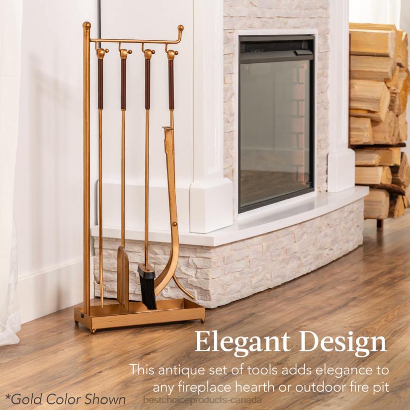 4LT2668 Black Best Choice Products 5-Piece Modern Contemporary Indoor Outdoor Fireplace Antique Tool Set