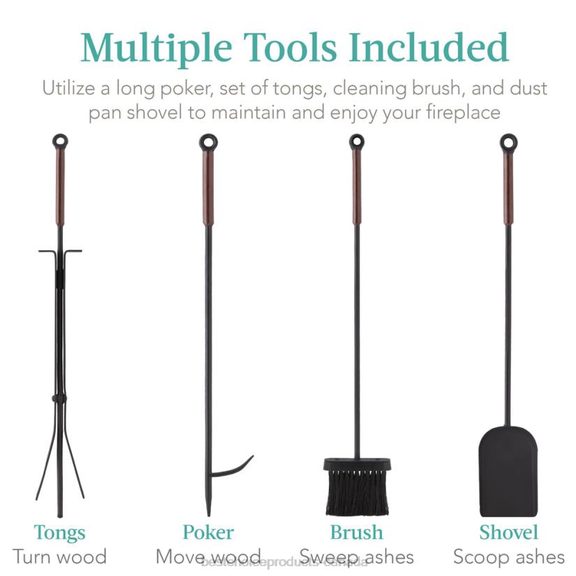 4LT2668 Black Best Choice Products 5-Piece Modern Contemporary Indoor Outdoor Fireplace Antique Tool Set