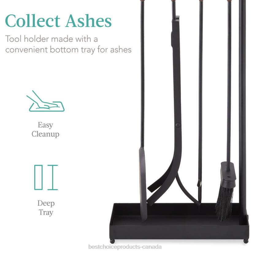 4LT2668 Black Best Choice Products 5-Piece Modern Contemporary Indoor Outdoor Fireplace Antique Tool Set