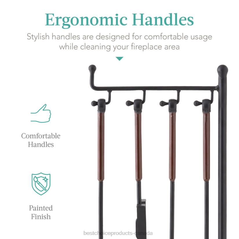 4LT2668 Black Best Choice Products 5-Piece Modern Contemporary Indoor Outdoor Fireplace Antique Tool Set