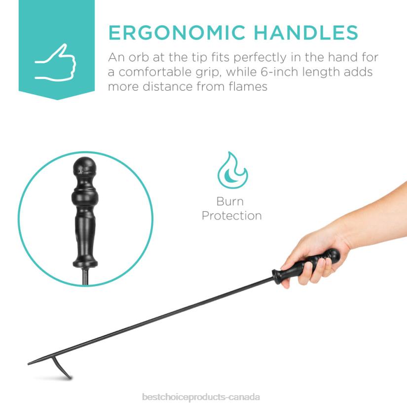 4LT2703 Black Best Choice Products 5-Piece Rustic Iron Indoor Outdoor Fireplace and Firepit Tool Set w/ Stand