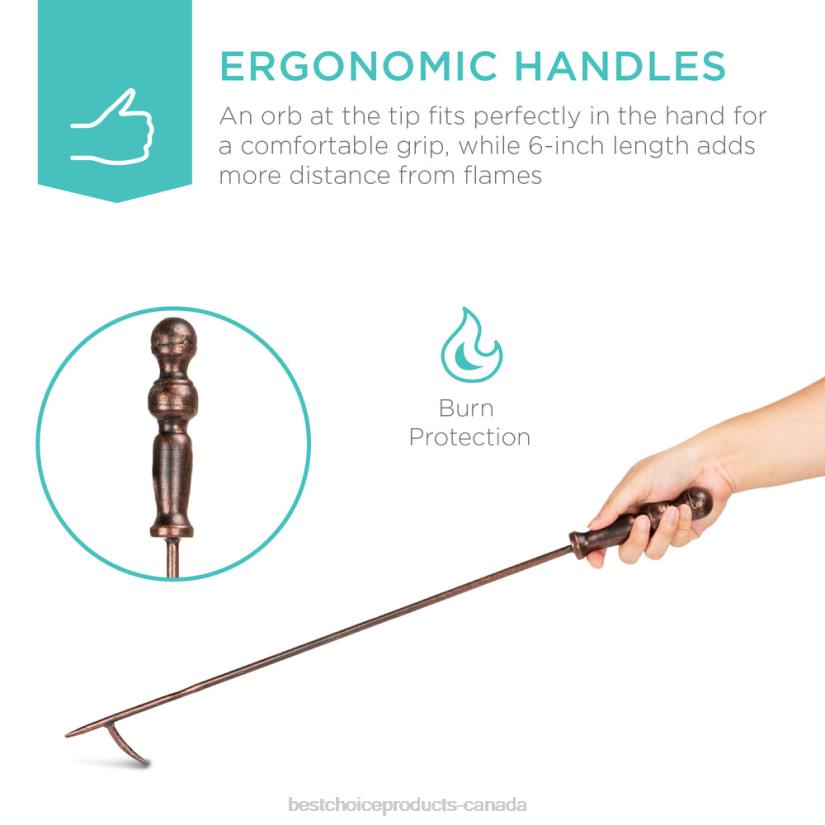 4LT2704 Copper Best Choice Products 5-Piece Rustic Iron Indoor Outdoor Fireplace and Firepit Tool Set w/ Stand