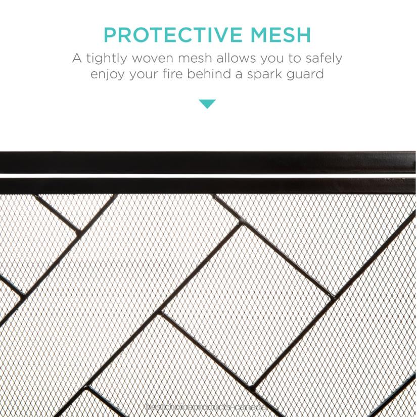 4LT2713 Black Best Choice Products 2-Panel Wrought Iron Geometric Fireplace Screen w/ Magnetic Doors