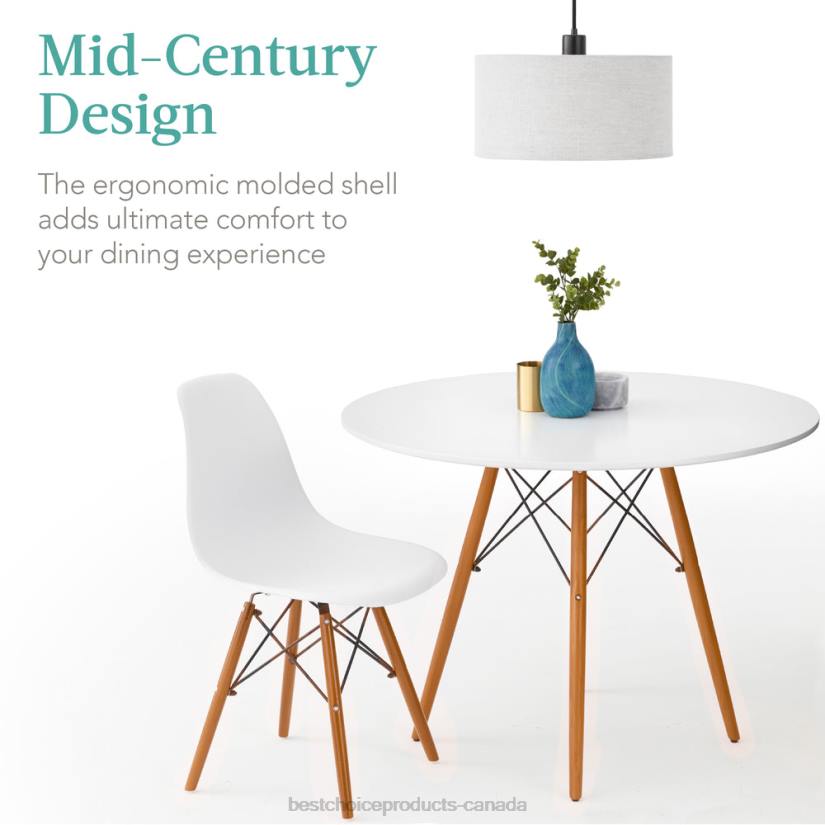 4LT21219 Brown/White Best Choice Products 5-Piece Mid-Century Modern Dining Set w/ 4 Chairs, Wooden Legs, Metal Frame