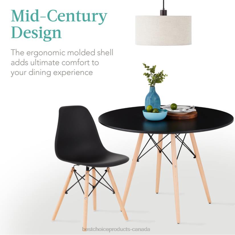 4LT21220 Brown/Black Best Choice Products 5-Piece Mid-Century Modern Dining Set w/ 4 Chairs, Wooden Legs, Metal Frame