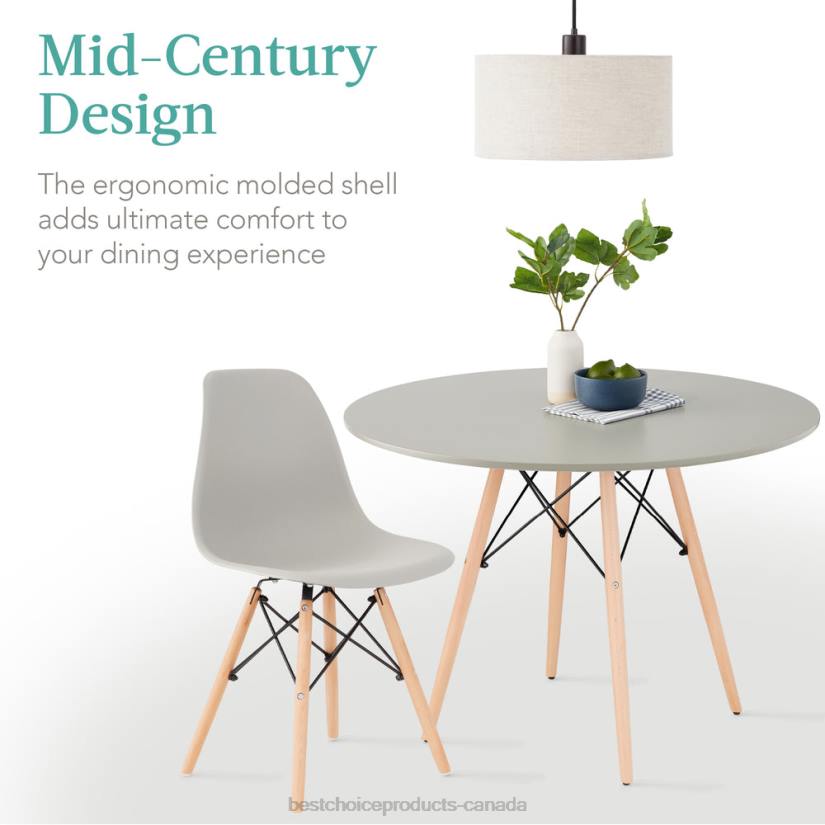 4LT21221 Brown/Gray Best Choice Products 5-Piece Mid-Century Modern Dining Set w/ 4 Chairs, Wooden Legs, Metal Frame