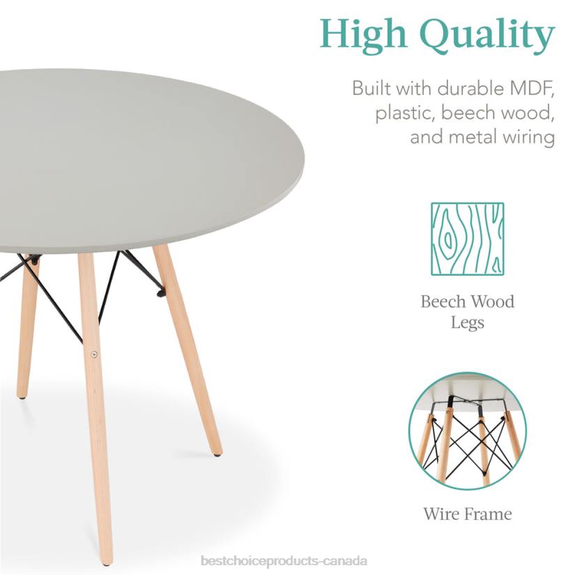 4LT21221 Brown/Gray Best Choice Products 5-Piece Mid-Century Modern Dining Set w/ 4 Chairs, Wooden Legs, Metal Frame