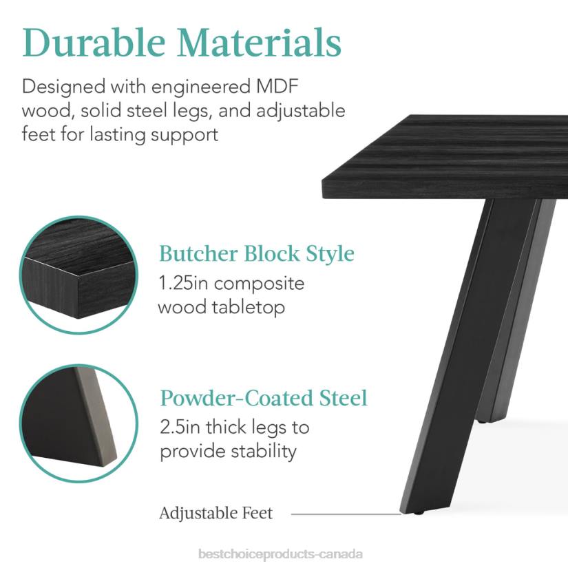 4LT21249 Black Best Choice Products Modern Extendable Dining Table w/ Leaf Extension, 2 Locks