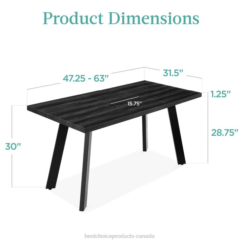 4LT21249 Black Best Choice Products Modern Extendable Dining Table w/ Leaf Extension, 2 Locks