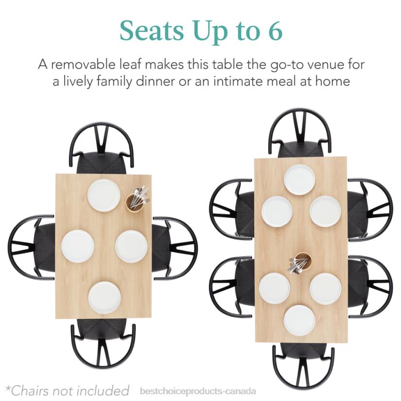 4LT21251 Natural Oak Best Choice Products Modern Extendable Dining Table w/ Leaf Extension, 2 Locks