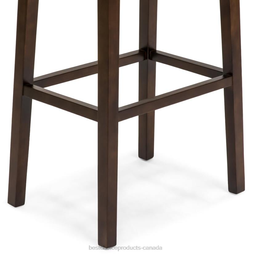 4LT21276 Brown Best Choice Products Set of 2 31in Backless Bar Stool Accent Chairs w/ Faux Leather, Brass Studs