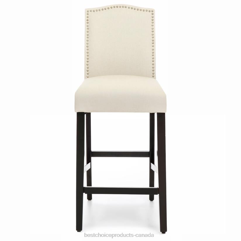 4LT21277 Brown Best Choice Products Set of 2 30in Faux Leather Counter Height Bar Stools w/ Studded Trim Back