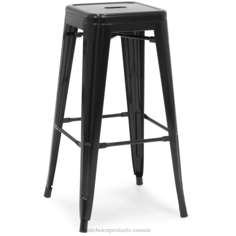 4LT21298 Matte Black Best Choice Products 30in Set of 2 Industrial Metal Bar Stools