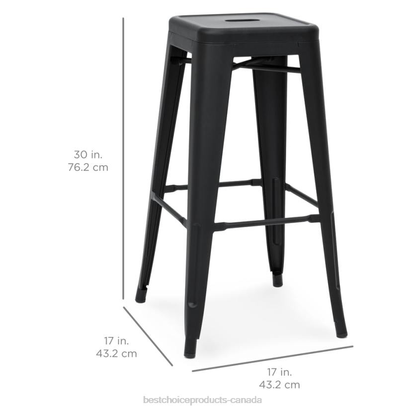 4LT21298 Matte Black Best Choice Products 30in Set of 2 Industrial Metal Bar Stools