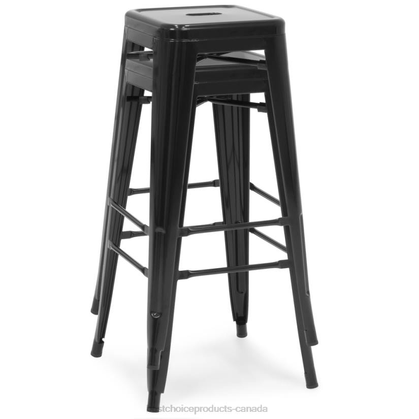 4LT21298 Matte Black Best Choice Products 30in Set of 2 Industrial Metal Bar Stools
