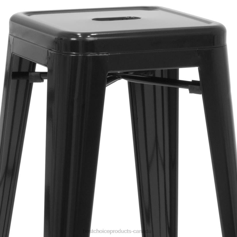 4LT21298 Matte Black Best Choice Products 30in Set of 2 Industrial Metal Bar Stools