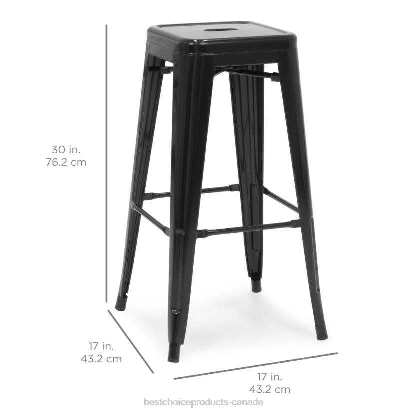 4LT21298 Matte Black Best Choice Products 30in Set of 2 Industrial Metal Bar Stools