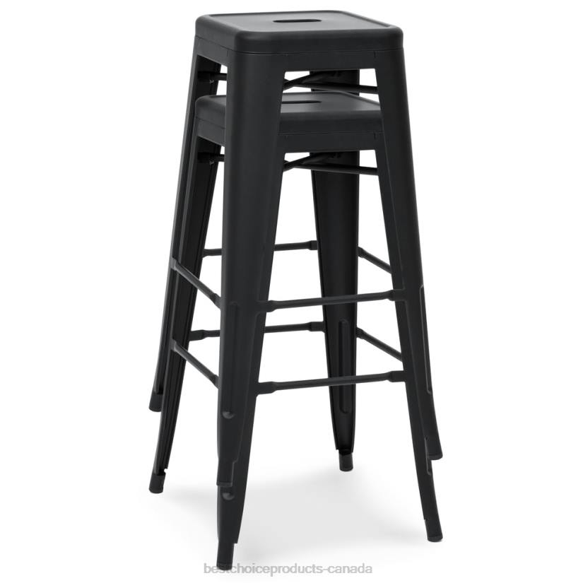 4LT21298 Matte Black Best Choice Products 30in Set of 2 Industrial Metal Bar Stools