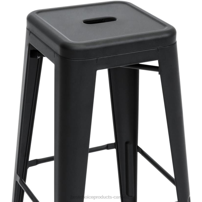 4LT21298 Matte Black Best Choice Products 30in Set of 2 Industrial Metal Bar Stools