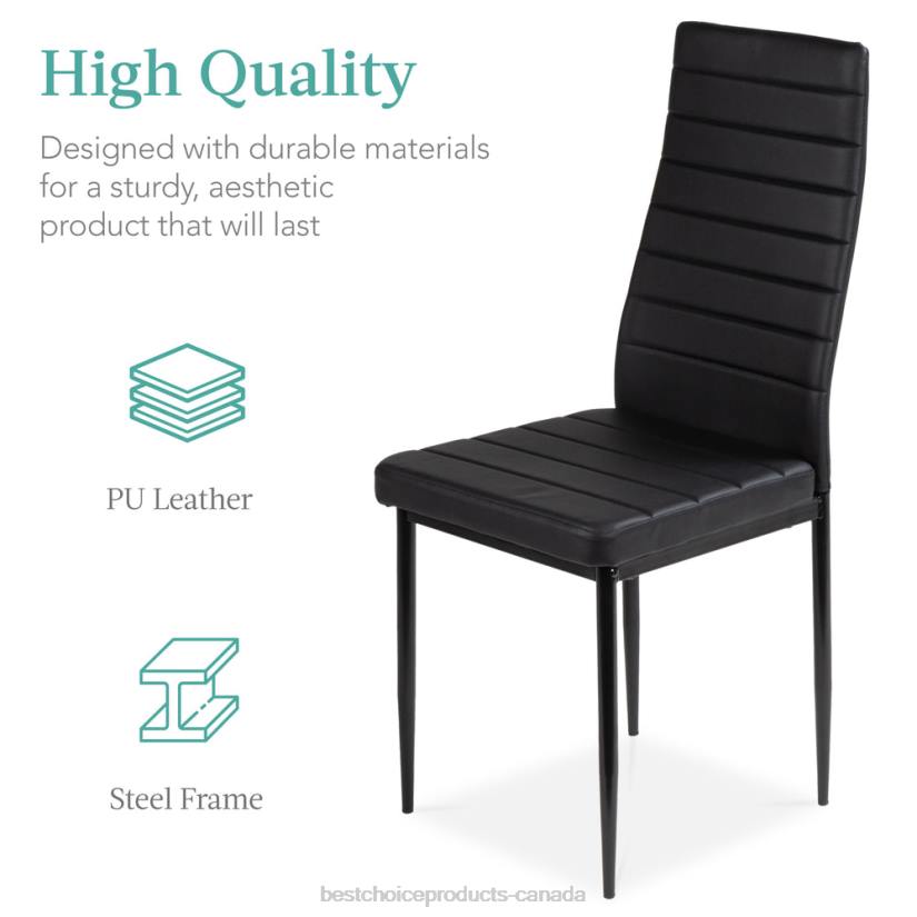 4LT2664 Black Best Choice Products 5-Piece Dining Table Set w/ Glass Top, Leather Chairs