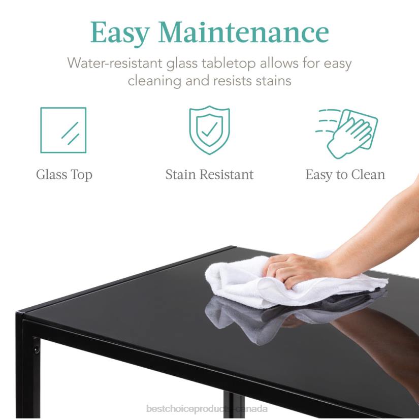 4LT2664 Black Best Choice Products 5-Piece Dining Table Set w/ Glass Top, Leather Chairs