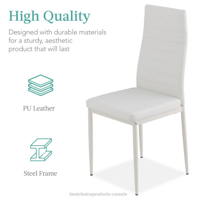 4LT2665 White Best Choice Products 5-Piece Dining Table Set w/ Glass Top, Leather Chairs