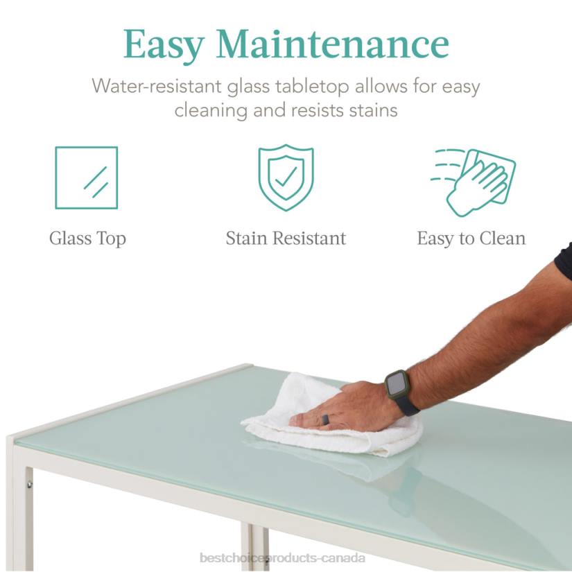 4LT2665 White Best Choice Products 5-Piece Dining Table Set w/ Glass Top, Leather Chairs