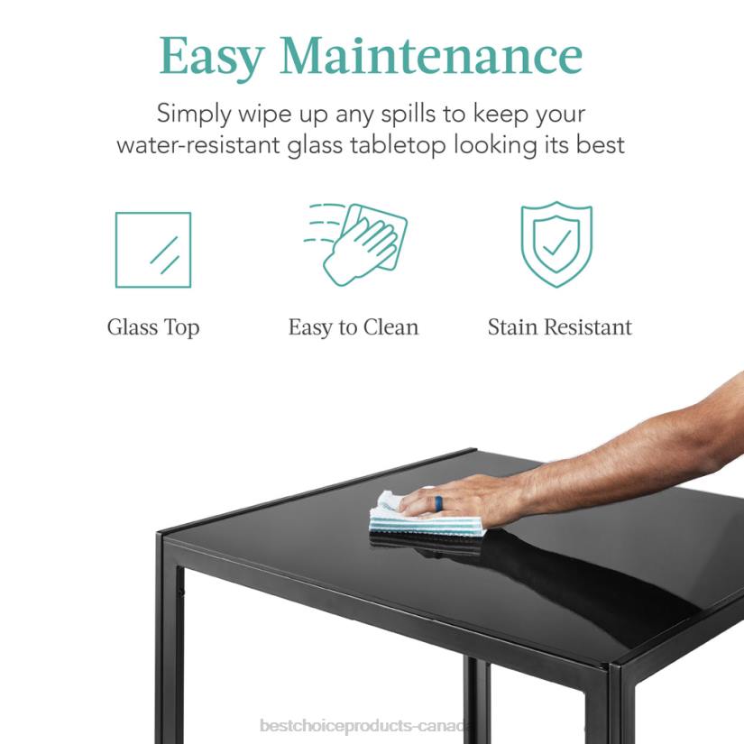 4LT2672 Black Best Choice Products 3-Piece Dining Table Set w/ Glass Top, Leather Chairs