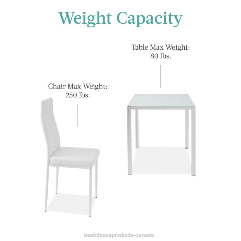 4LT2673 White Best Choice Products 3-Piece Dining Table Set w/ Glass Top, Leather Chairs