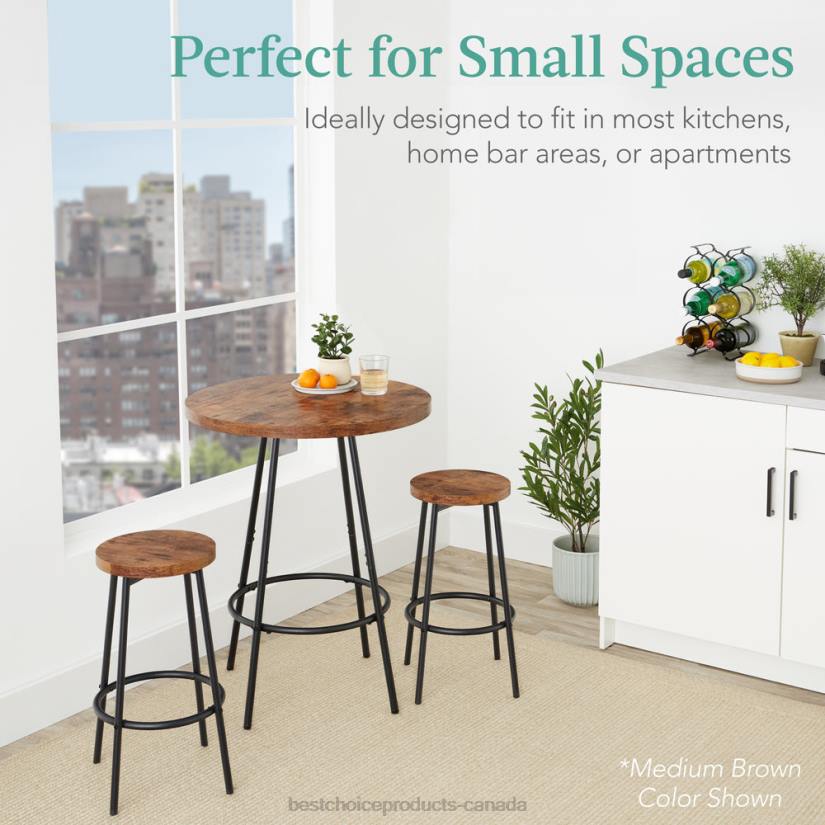 4LT2677 Black Best Choice Products 3-Piece Bistro Set Modern Round Counter Height Dining Set w/ 2 Stools